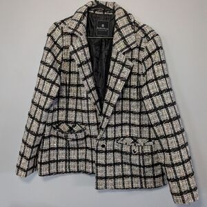 Bagatelle Black and White Plaid Blazer